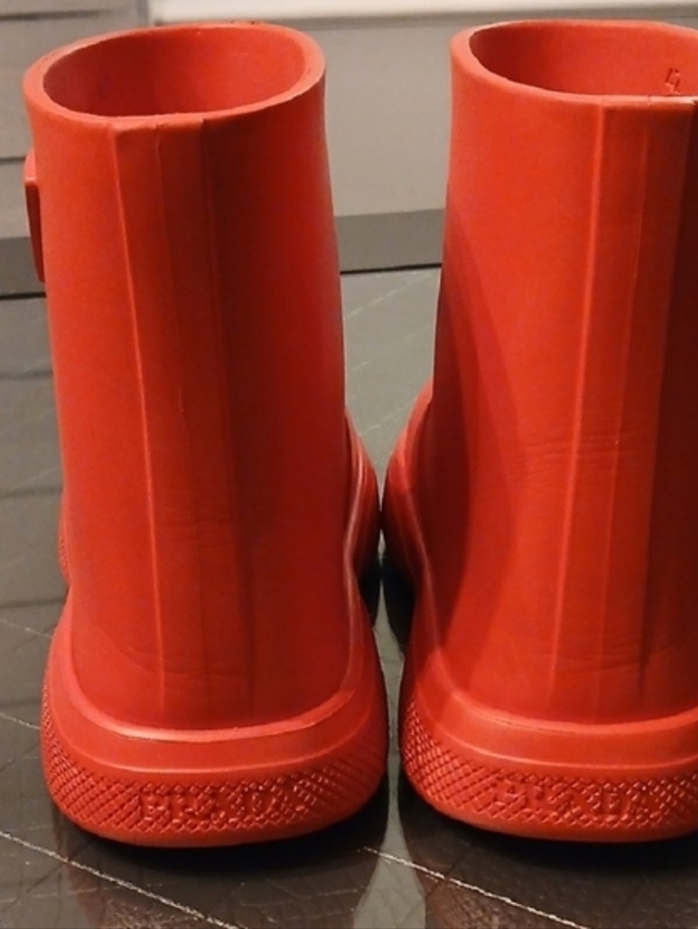 Prada Red Rubber Short Rain Boots - Picture 3 of 9